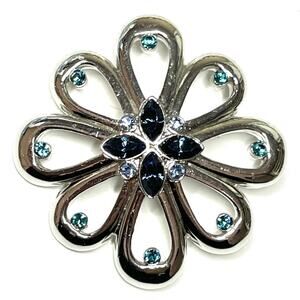 Vintage Brooch Blue Rhinestone Flower Vtg Costume Jewelry Pin LOT M03